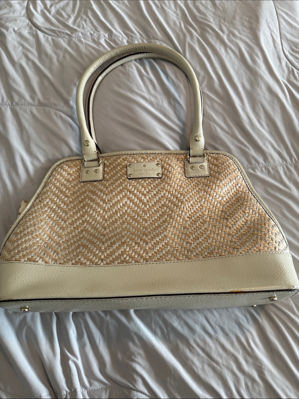 kate spade Cream and Natural Woven Satchel Bag